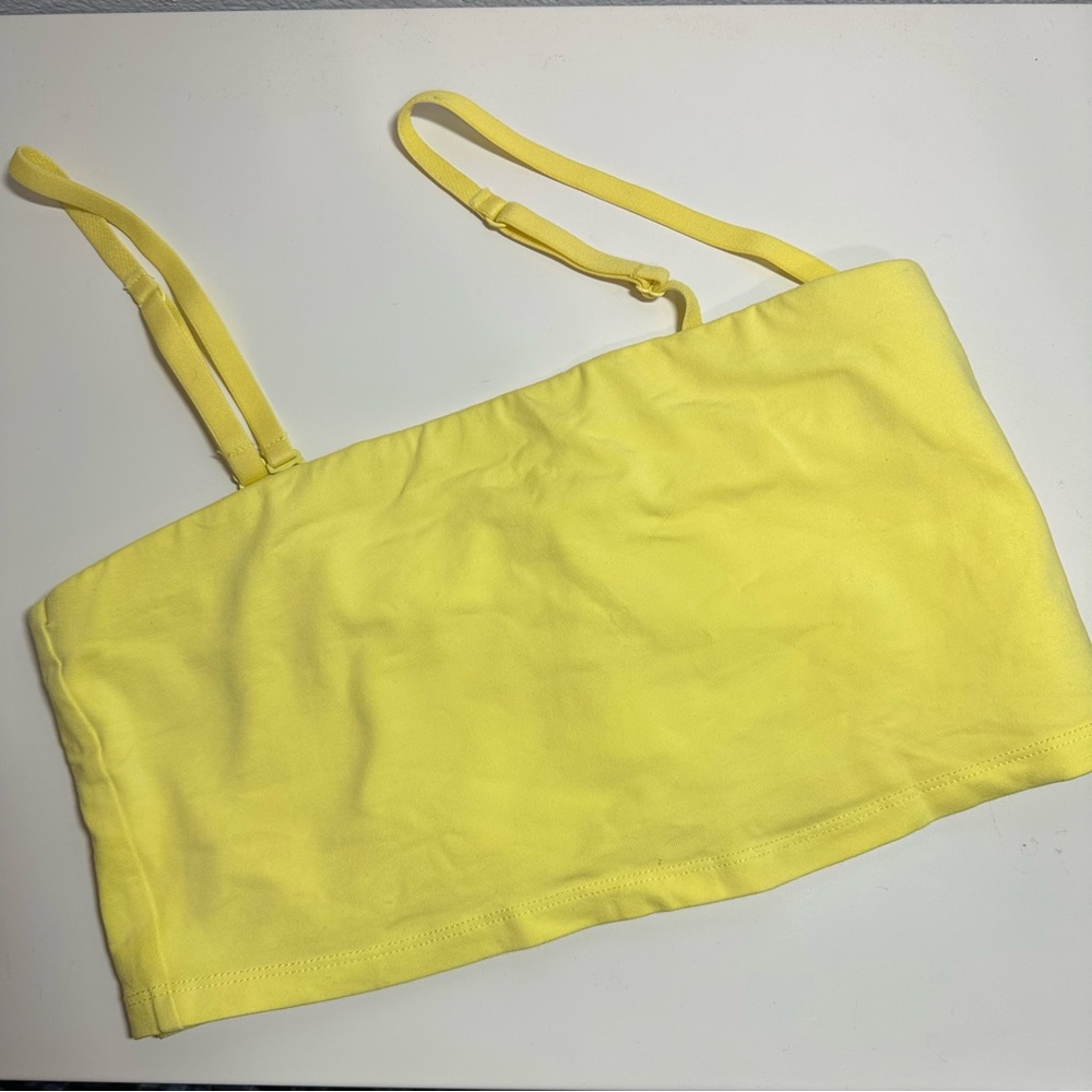 Pact Yellow Bandeau Tube Top Bralette with Removable/ Adjustable Straps Sz Large